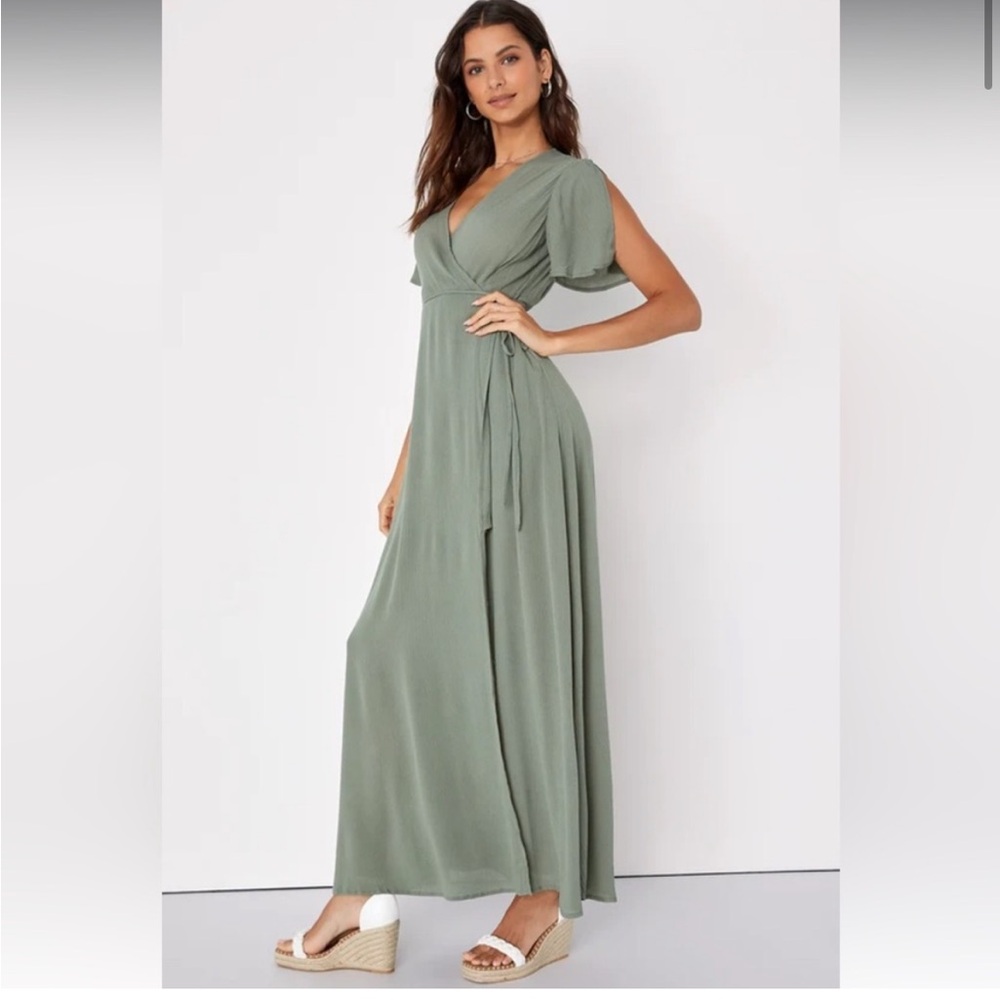 Lulus Maxi Wrap Dress with flutter sleeve